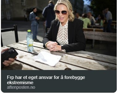 Aftenposten-kommentator knytter FrP til høyreekstremisme: – Har et eget ansvar